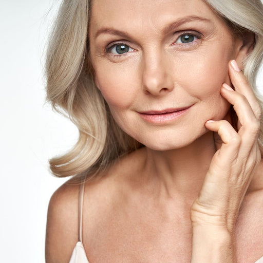 Mature model using osmosis beauty md skincare collection signature skincare by shana