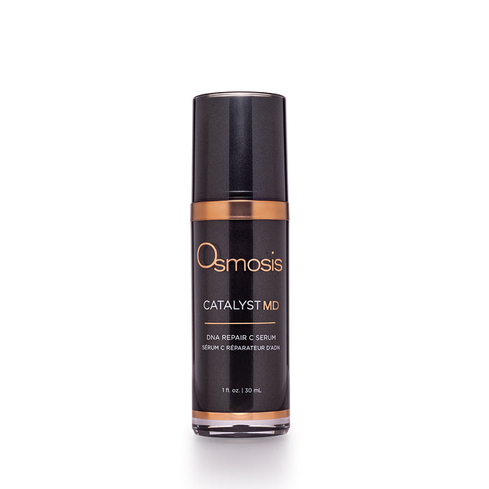 Black and gold bottle of osmosis catalyst MD advanced skincare